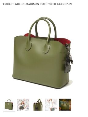 Madison Olive Green Leather Duffel with Red Interior